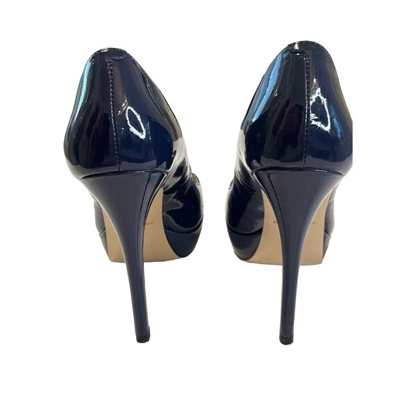 Pour La Victoire Women’s 8M Navy Blue Patent Leather Peep Toe Platform Heels - Picture 5 of 8